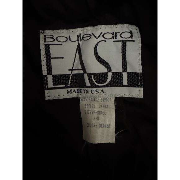 Boulevard East Faux Fur‎ Coat Black Beaver Trim Long Vintage Size Small 6-8 - Picture 8 of 13